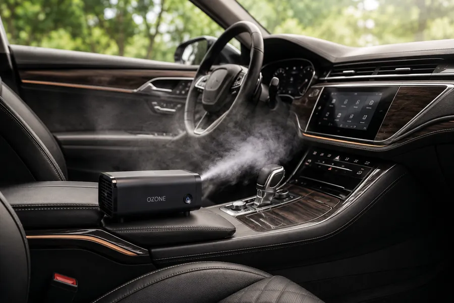 Premium car interior smelling fresh after ozone treatment